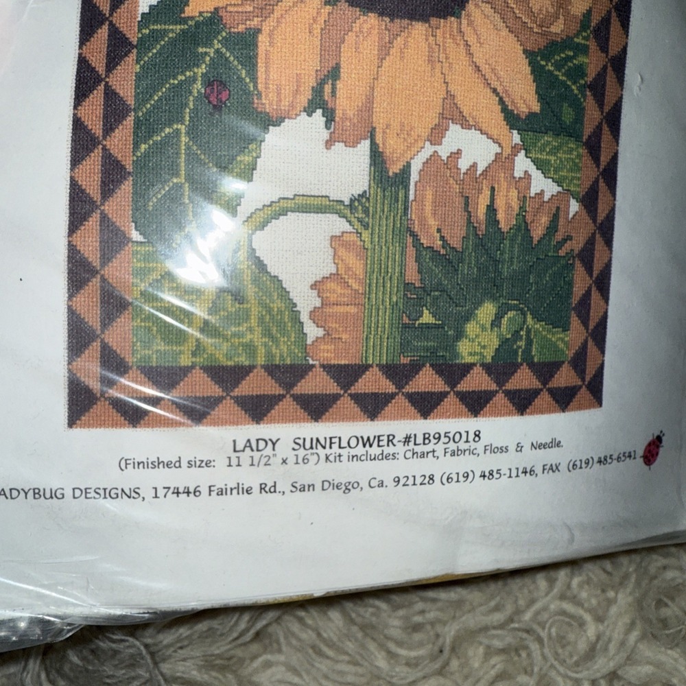Ladybug Designs Lady Sunflower‎ Cross Stitch Kit - Picture 3 of 4